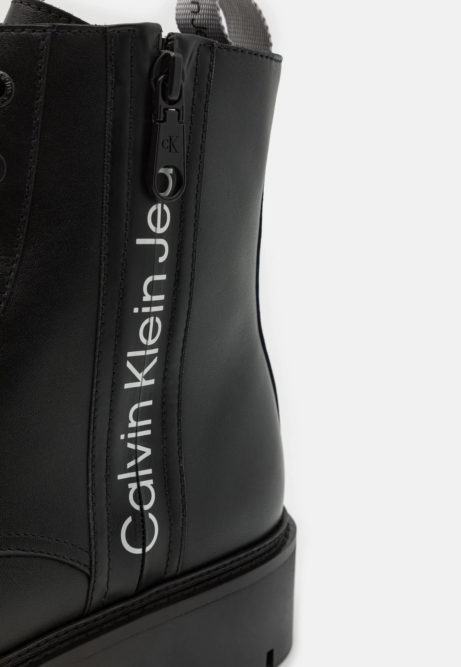 Calvin Klein Jeans Combat Mid Laceup Boot Zip - Lace-Up Ankle Boots - Black/Silver