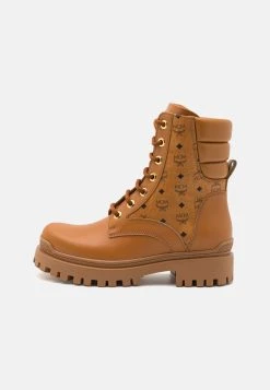 MCM Collection Ankle Boots - Lace-Up Ankle Boots - Cognac